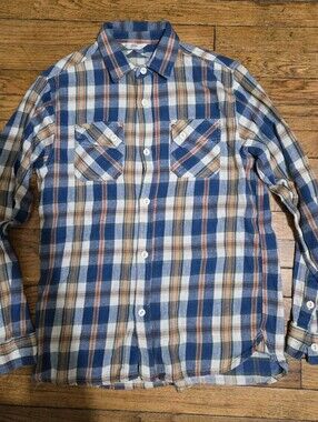 3sixteen M Dark Blue Crosscut Flannel Button Up Shirt Made in USA